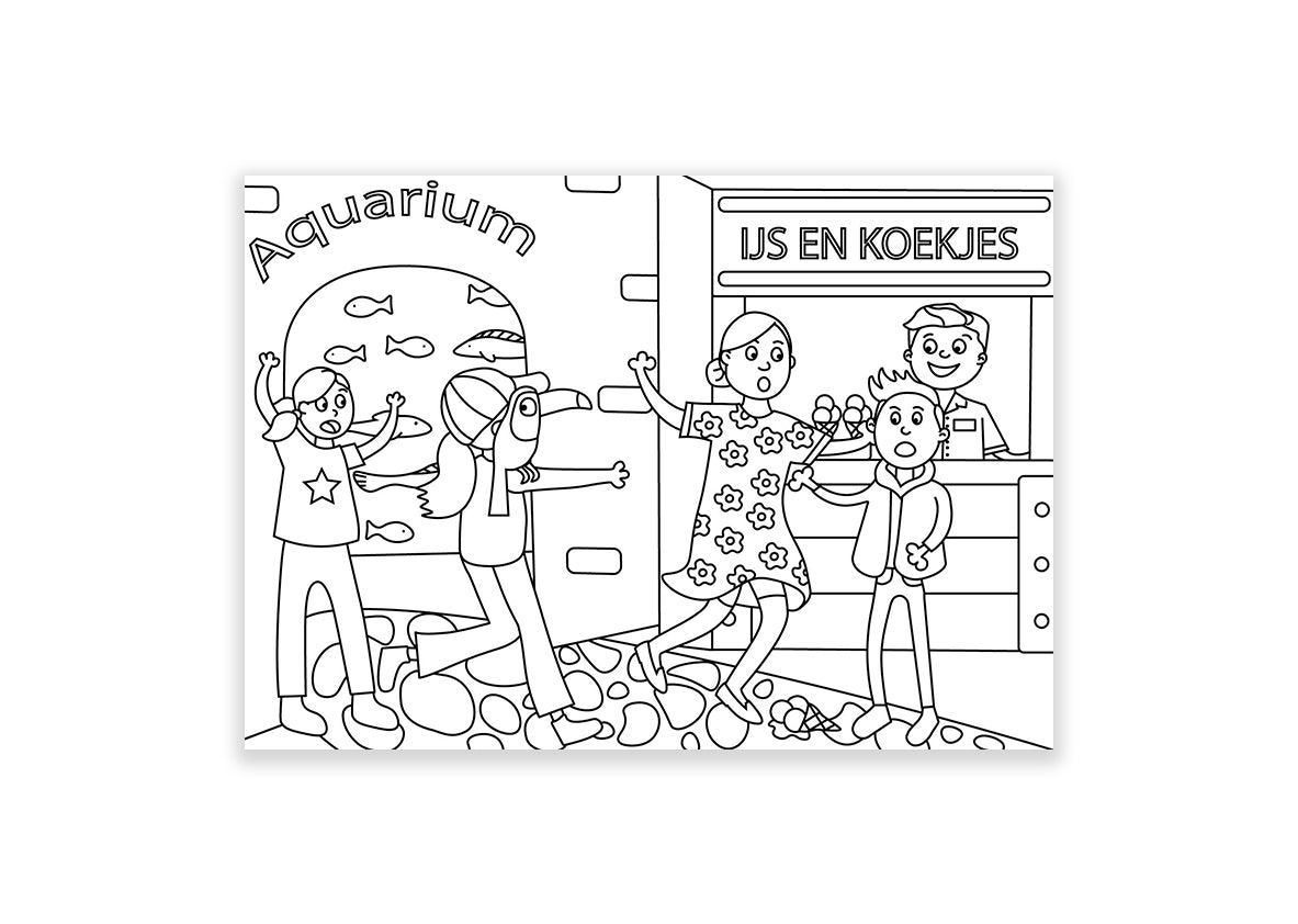 Inkleurkaarten 5x “Dierentuin”