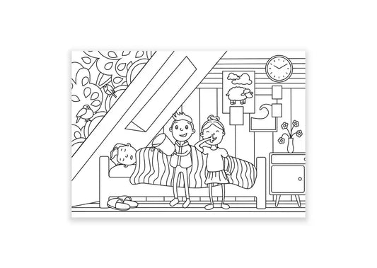 Inkleurkaarten 5x “Poppenhuis”