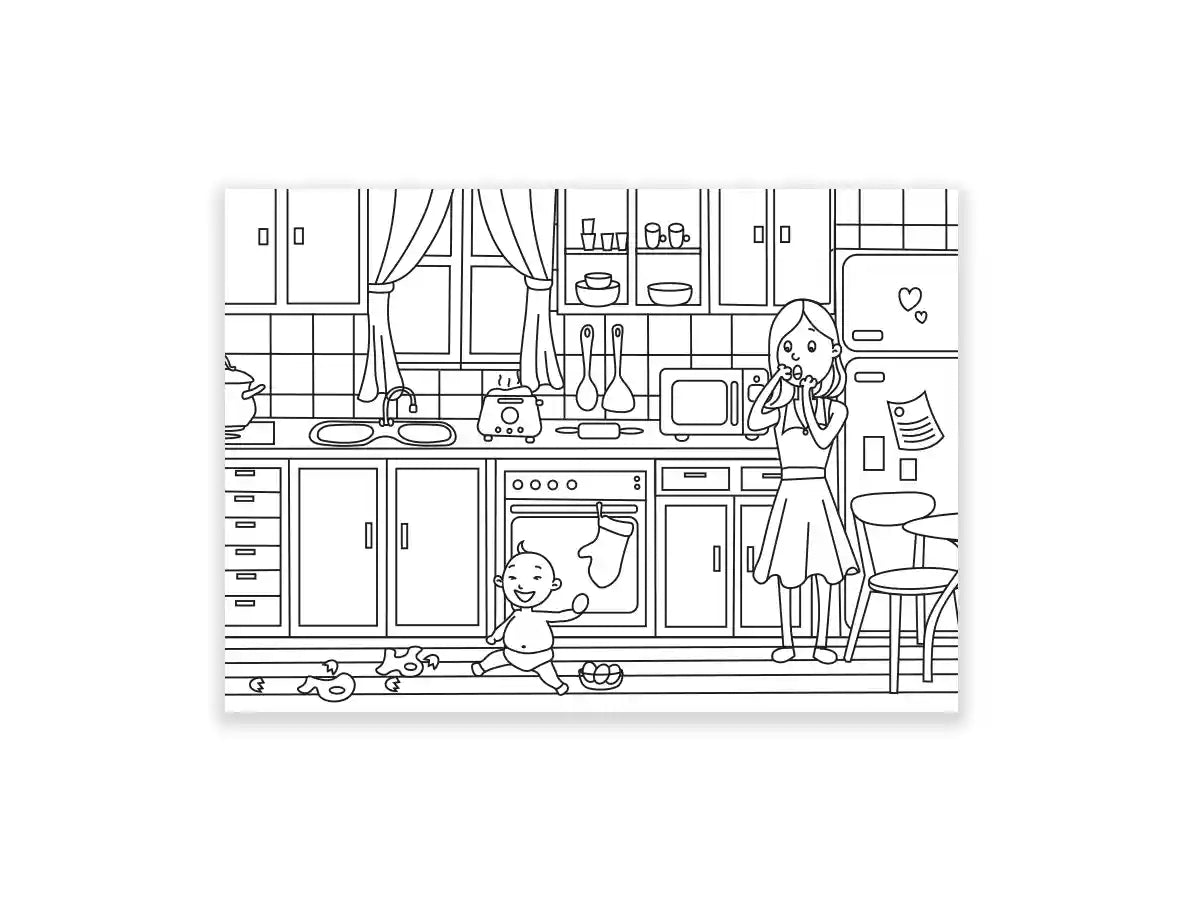 Inkleurkaarten 5x “Poppenhuis”